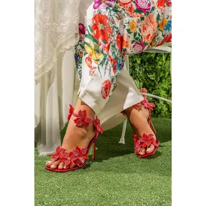 AZALEA WANG NERIYA PINK RHINESTONE FLOWER STILETTO SANDAL