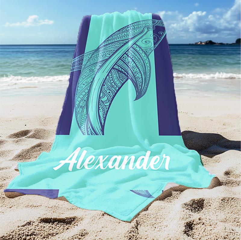 Personalized Tropical Animal Beach Towel, Custom Name Ocean Summer Pool Towel for Kids