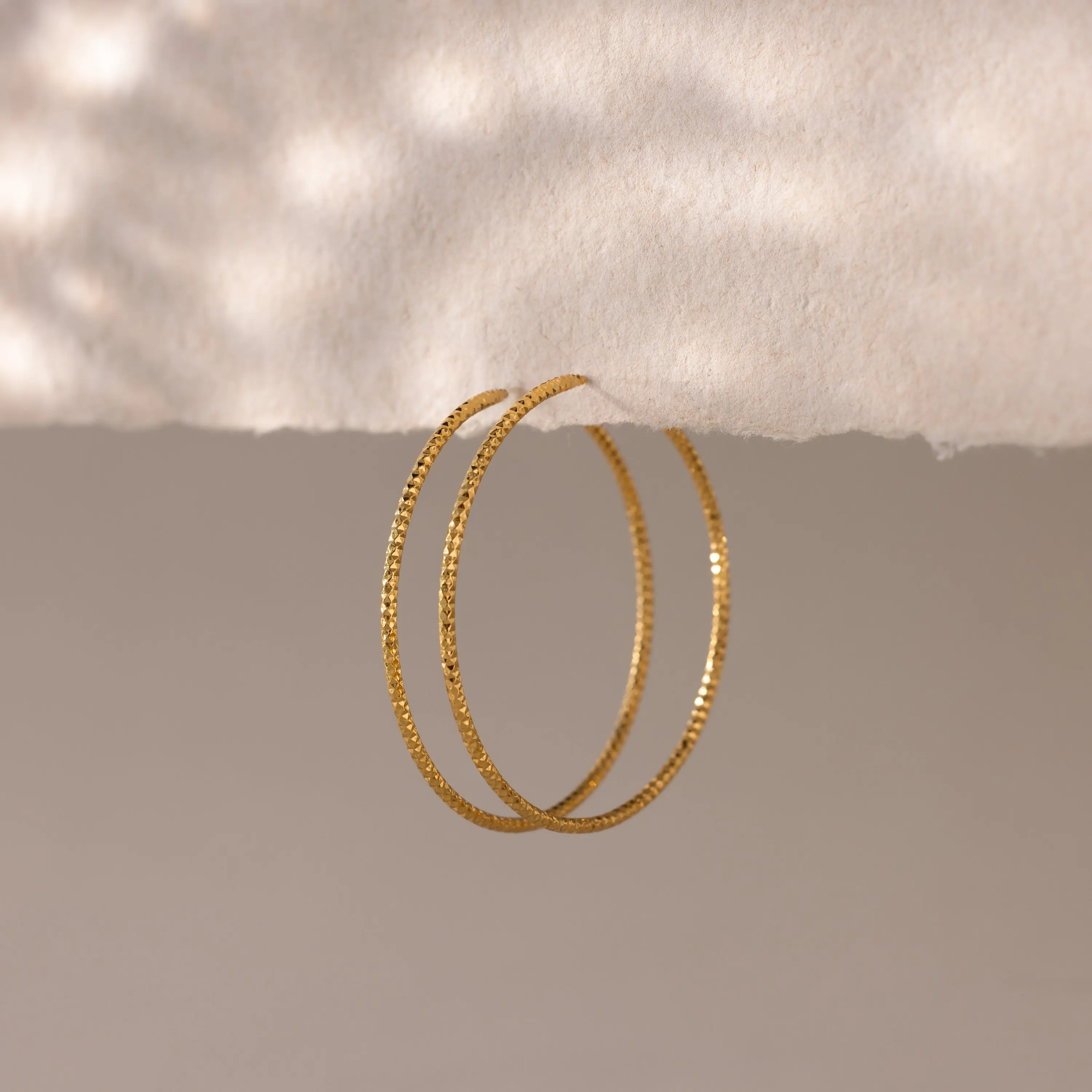 Thin Sparkle Hoops by Caitlyn Minimalist - Textured Gold Hoop Earrings - Lightweight Hoops - Dainty Minimalist Jewelry - Trendy Gift for Her