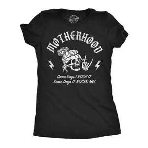 Womens Funny T Shirts Motherhood Some Days I Rock It Some Days It Rocks Me Sarcastic Tee For Ladies Funny Womens T Shirts Cute Vintage Fashion Casual Ladies T-Shirt Gift Mother's Day Tops for Women Women's Black -