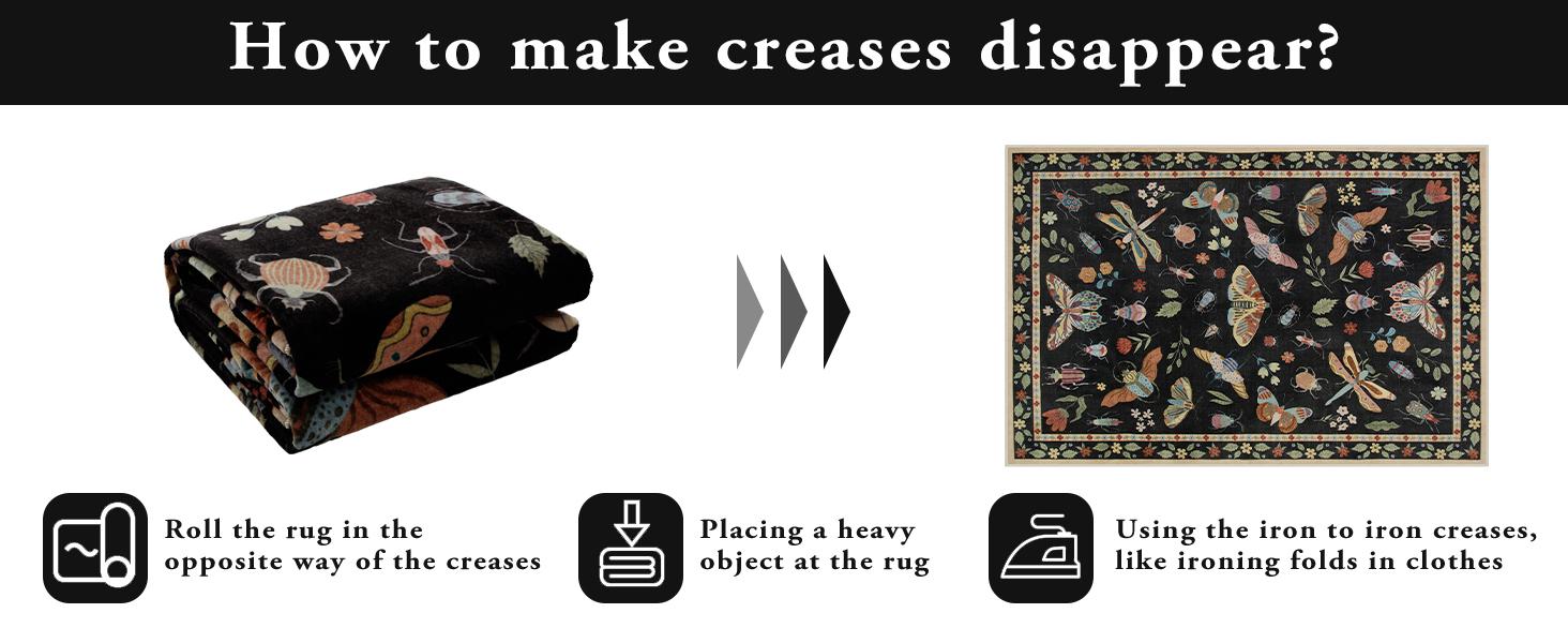 Lahome Washable Insect Area Rugs –Soft, Ultra-Thin Non-Slip Stain-Resistant Rug for Living Room, Bedroom, Dining Room and Office