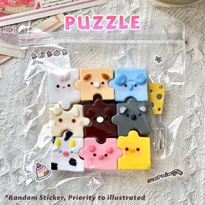 Handmade Silicone Puzzle Squishy Toy - Slow Rebound Sticky Sensory Fidget Toy with Cute Animal & Food Shapes, Soft Textured Relax Gift for Christmas Halloween Easter Birthday, Desk Decor (Mixed Colors/White/Blue/Yellow), Squishy Toy, Squishie, Fidget Toy,