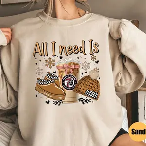 All I Need Is 7 Brew Coffee Sweatshirt, Cozy Winter Coffee Lover Shirt, Iced Latte Holiday, Iced Coffee Vibes, Full Sz, For Men And Women.