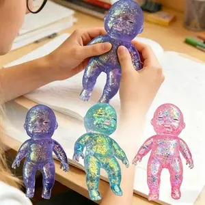 Glitter Silicone Baby Squeeze Toys, Slow Rebound Stress Relief Fidget Toys with Soft Satisfying Texture