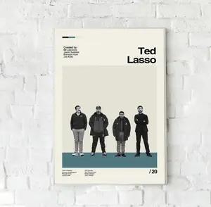 Ted Film Lasso Sport Movie Poster Retro-modern Art Print, Vintage Inspired Football Poster Gift For Sport Lover Football Fan Decor Unframed