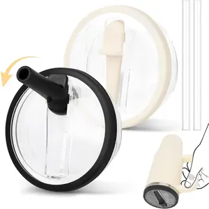 Lid Replacement for Stanley Quencher 30 oz & 20 oz Flip Straw Tumbler, Leak-Proof Lid Fit for Stanley with handle, Spill Proof Replaceble Cover Cap for 30 & 20 oz Stanley Accessories, (Lvory&Black) Drinkware Mug