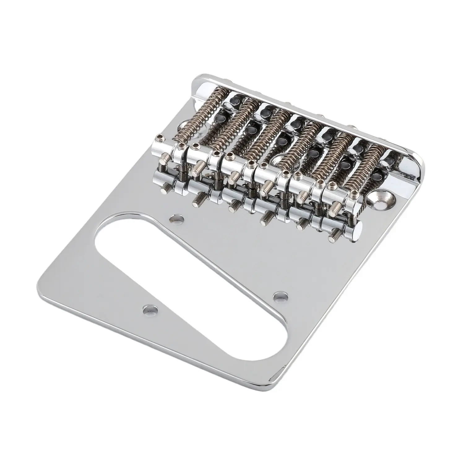 Vintage Style Chrome 6-Metal Saddle Guitar Bridge for Telecaster Guitars, 54mm, 97.5*80mm, with Intonation and Height Adjustments