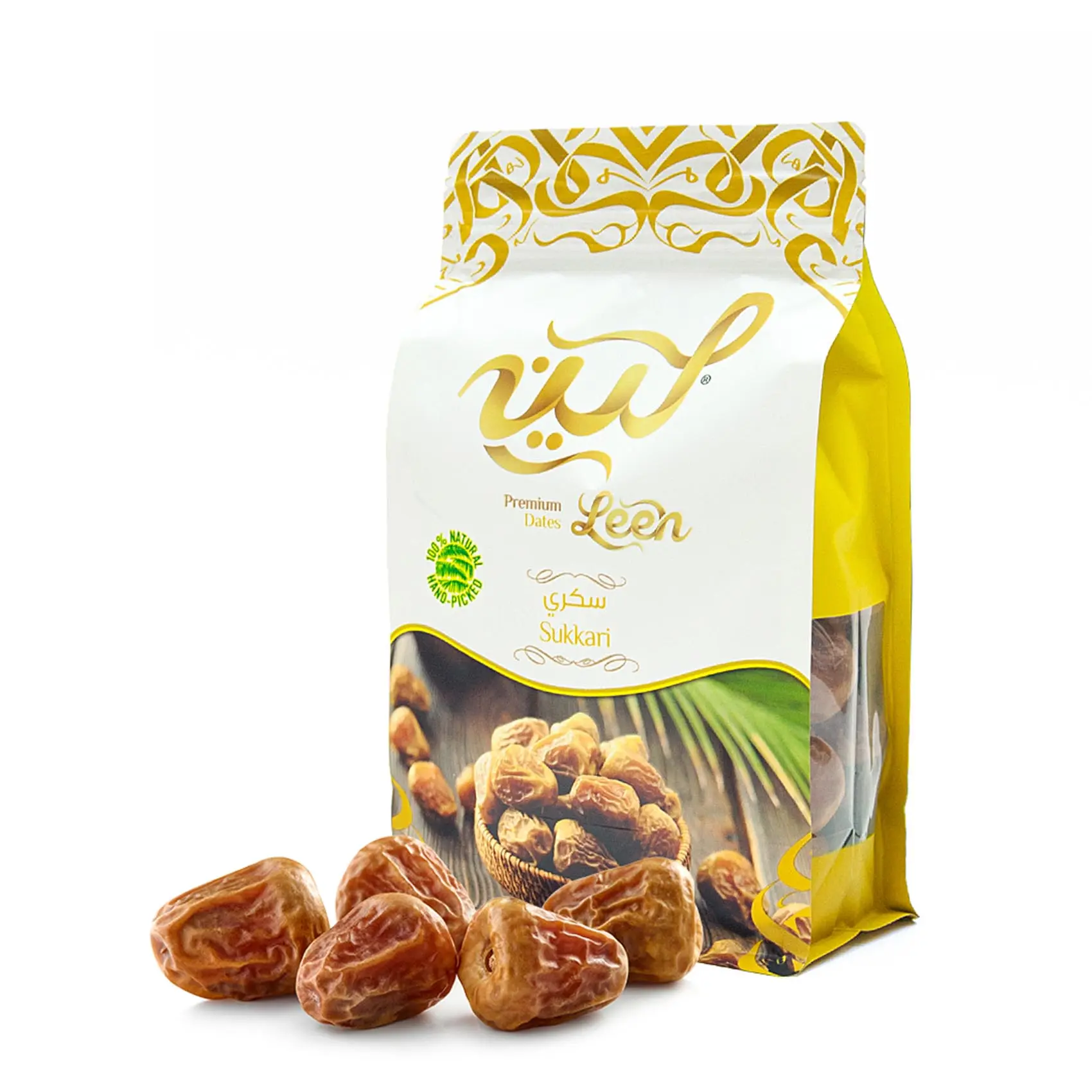 Leen Sukkari Dried Dates, Natural Traditional Snack, Resealable Pouch
