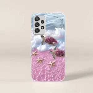 Cute tropical summer vacation phone case, clear coastal island ocean bumper for Galaxy A52 — 975