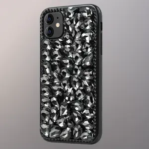 Crystal Rhinestone Phone Case with Chain - Simple Classic, Easy-to-Match Protective Mobile Phone Accessory for iPhone 17, 16, 16 Plus, 15, 14, 13, 12, 11 Pro Max Models, Accessories