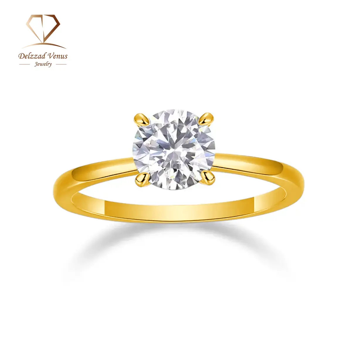 Delzzad S925 Round VVS Synthetic Moissanite Four-Prong Ring Perfect Birthday Mother’s Day Gift for Men Women Rings Wedding Set