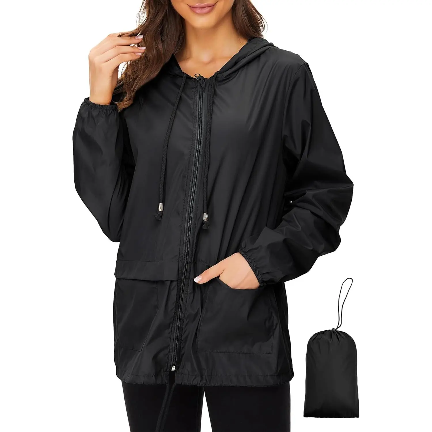 Lightweight Rain Jacket Women Waterproof - Raincoat for Women Packable Rain coat Hooded Windbreaker for Travel OutdoorGift.