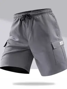 Men's Tactical Cargo Shorts, Drawstring Elastic Waist, Multi-Pocket Utility Shorts, Summer Outdoor Streetwear, 4 Colors
