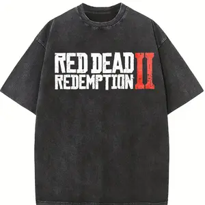 Red Dead Redemption 2 T-Shirt, Logo Tee, Vintage Rockstar Games Western Cowboy, Gifts Shirt, Unisex Vintage Graphic Tees Gothic Grunge Y2k Emo Scene Amity Affliction Style Clothes Men Women Streetwear
