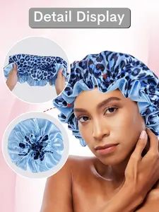 Luxurious Soft Leopard Lace Sleeping Cap for Women, Daily Sleep Beauty, Holiday Gift, Hair Protection, Comfortable Nightcap