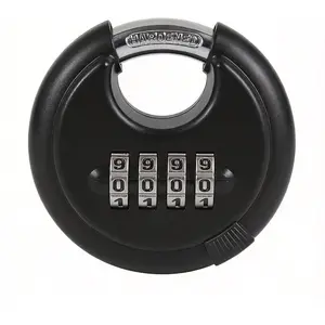 Combination Disc Padlocks for Outdoor - Heavy Duty 4 Digit Code Lock, Combo Lock for Storage Unit,Gate,Fence,Trailer(3/8-in Shackle,1PCS,Black)