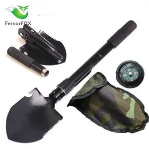 1 piece car-mounted small folding shovel: 4-in-1 multifunctional stainless steel rescue shovel, outdoor durable, portable and easy to store, suitable for car owners, camping enthusiasts, camping / car emergency / outdoor scenarios