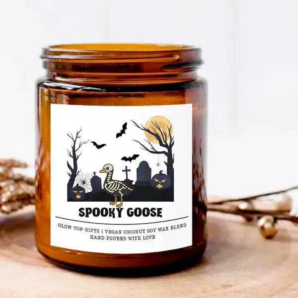 Funny Spooky Goose Halloween Gift, Candle Trendy Goose Spooky, Loving Friends Family Co-Worker, Halloween Gift, Popular Goose Skeleton Halloween