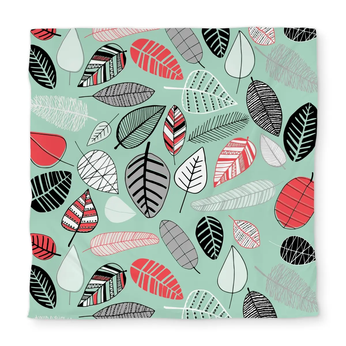 Begin Home Decor C1DCQSW0UOIPK2 Queen Size Turquoise Leaf Patterns Duvet Cover - Coral Miscellaneous Decor