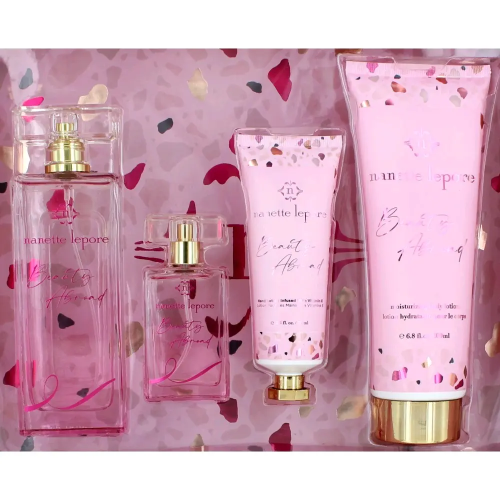 Women's Beauty Abroad by Nanette Lepore 4-Piece Scented Fragrance & Body Care Gift Set with Cucumber, Sugar & Lotion