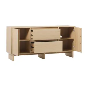 Walker Edison MAJD5DCO 29.75 x 15.75 x 63 in. Minimalist Scandi Sideboard, Coastal Oak