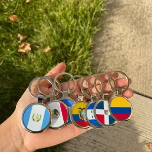 Round Keychain with Country Flag - Includes Multiple Flags, Circular Design, Ideal for Personal Use