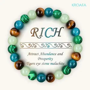KROAFA Fashion Crystal Bracelet, Unisex Tiger Eye Stone Beaded Bracelet, Stylish Jewelry Accessory for Men and Women, Fashionable, Versatile, and Exquisite Birthday Gift Jewelry, High-Quality Bracelet