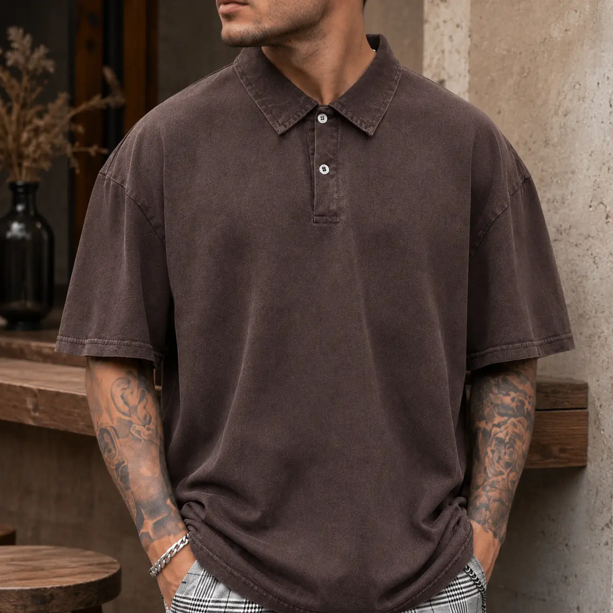 1/3 Pack Men's Vintage Washed Polo Shirts, Loose Fit Drop Shoulder Short Sleeve Solid Casual Tops, Old Money Style Summer Golf Shirts for Daily Wear