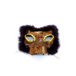 Gold Feather Cat Mask