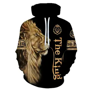 The New Men The King 3d Lion Print Sweatshirt Casual Fashion Women's  Hoodies Home Street Trend Pullover Plus Size Sudaderas