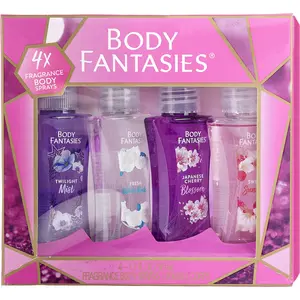 Body Fantasies Variety Set-4 Piece Set With Japanese Cherry Blossom & Fresh White Musk & Twilight Mist & Sweet Sunrise And All Are Body Spray 1.7 Oz For Women