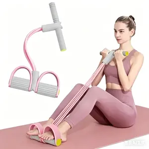 Portable Pedal Resistance Band Trainer, Multifunction 4-Tube Elastic Pull Rope for Home Workout, Stretching & Fitness
