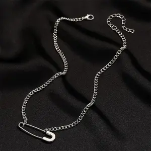 Chic Minimalist Pin Pendant Necklace - Alloy, Versatile for Everyday & Vacation Wear