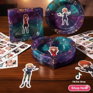 DIY Anime Ashtray - Customizable Design with Character Stickers Decor Artistic