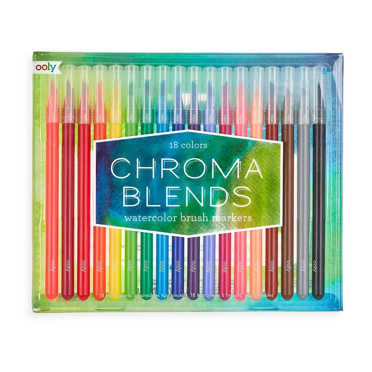 OOLY - Chroma Blends Watercolor Brush Markers- Set of 18