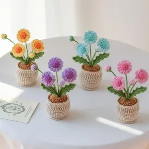 Crochet Daisy in Pot, April Birth Flower, Handmade Mini Potted Flower, Desk Decor Gift