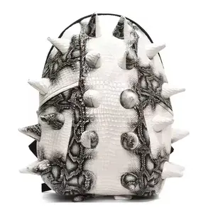 2k Large Head Backpack Hog Style with Spiked Design and Snake Print Accents