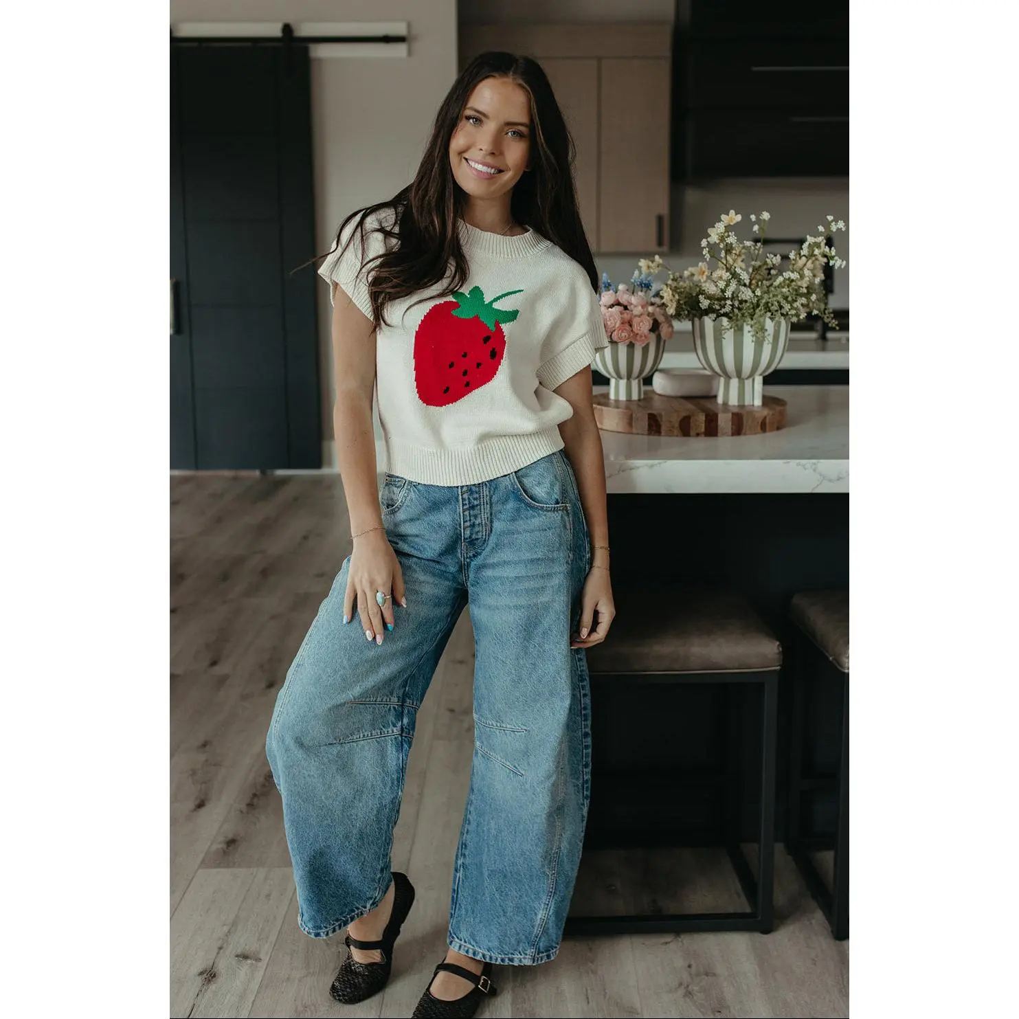 THE DELANEY STRAWBERRY KNIT TOP