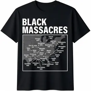Black Massacres History Map Afro American Straggle Awareness T-Shirt