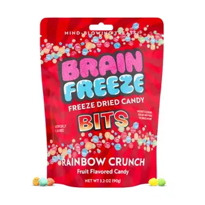 Brain Freeze Rainbow Crunch Freeze Dried Candy Bits - 3.2 oz Bag (Pack of 1) - Sweet and Sour, Crunchy, Fruit Flavored Hard Candy - Perfect for Parties, Road Trips, Favors, Movie Nights & Snacks