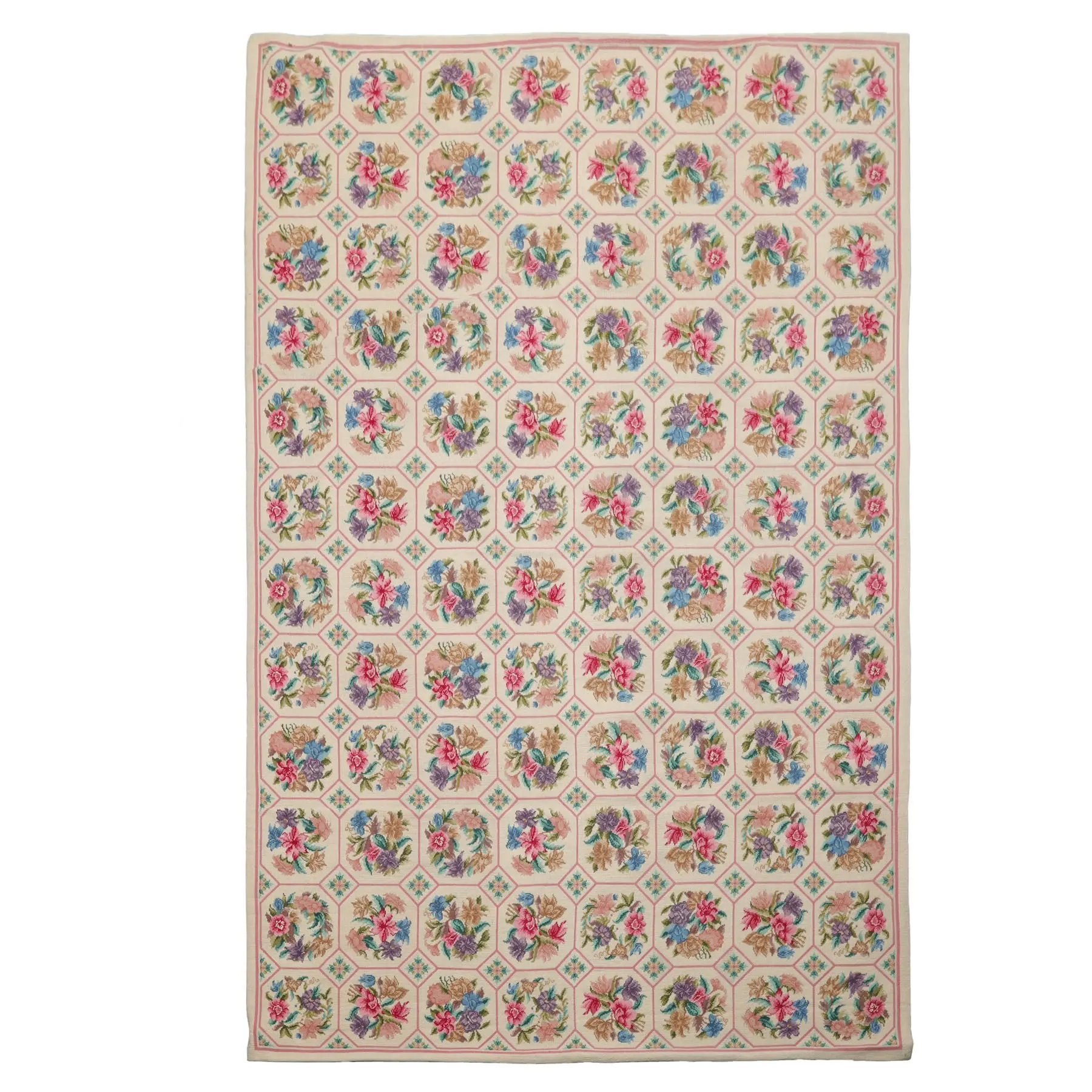5'9''x8'9'' Hand Woven Wool Ivory Aubusson Needlepoint Traditional Rug