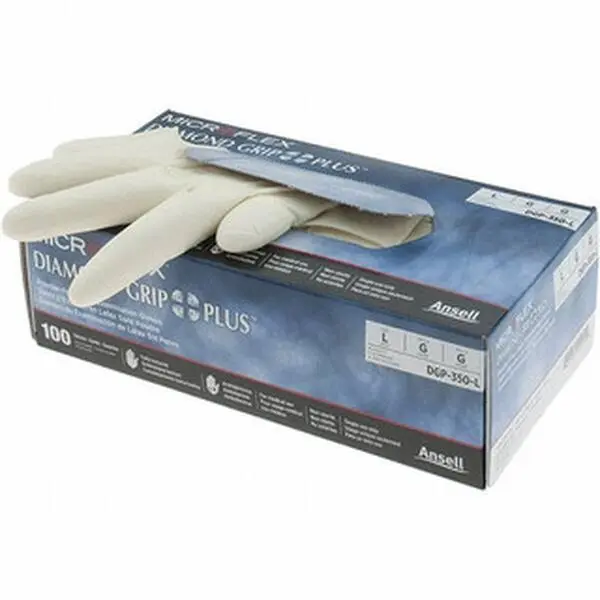 Microflex Disposable Latex Cleaning Gloves, Size DGP-350-L, 5.1 Mils Thick, Textured Grip, Beaded Cuff, for Home Cleaning & Care Supplies