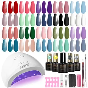ROSALIND Mini Gel Nail Polish Kit with UV Light 48W Nail Dryer and Base Coat Glossy Matte Glitter Top Coat Gel Nail Kit Manicure Tools Salon Home Gifts Nail Supplies Set