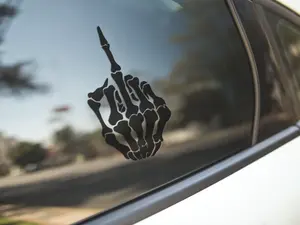 Middle Finger Skeleton Hand Vinyl Decal For Car Windows Laptop Sticker Bumper Sticker The Bird Gothic Goth Emo Metal Rock Oracal 651 Weather Resistant High Quality