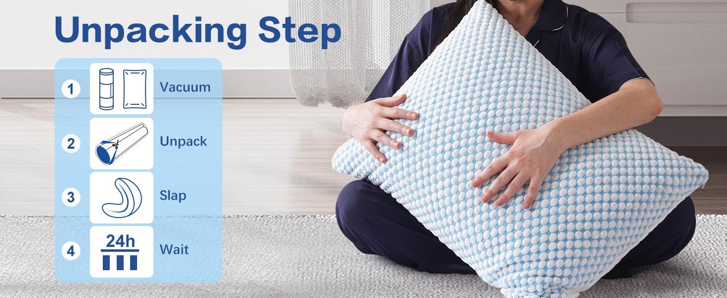 EASELAND Cooling Bed Pillows for Side Back Stomach Sleepers, Removable Cooling Cover for Hot Sleepers, Adjustable  Shredded Memory Foam, Mother's Day Gifts, Bedroom Decor