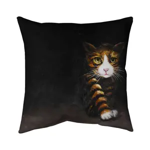 Begin Home Decor 5541-1616-AN168 16 x 16 in. White Modern Pets Pillow - Discreet Cat Home Decor Pillow