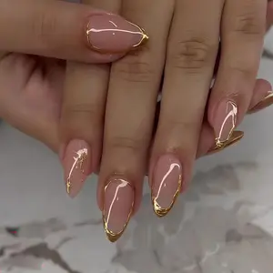 Wedding nails,Custom Hand painted Acrylic nails, Gold Lines nails, 3D Press On Nail,French Press On Nails,Nail Art,Girl gift