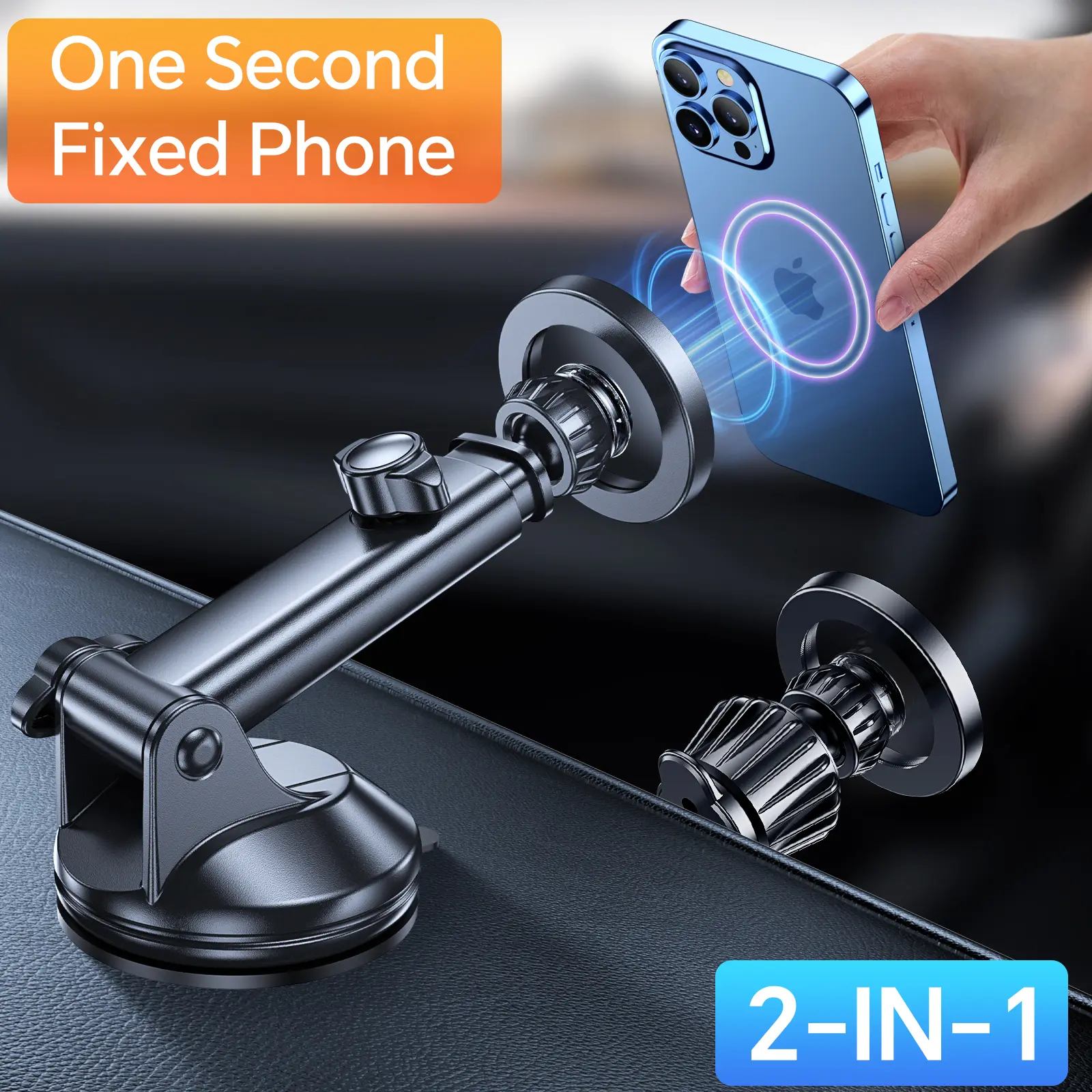 Coolpow MagSafe Car Mount Windshield Vent Dash 3-in-1 Magnetic Phone Holder, Strong Suction Cup Car Phone Mount for Dashboard Air Vent, Stable Cell Phone Holder for Car Accessories, Hands-Free Stand for iPhone 17/16 and MagSafe Compatible Devices