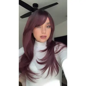 EllaRae | Rayne Style Wig | Dark Rooted Purple Straight Style with Bangs