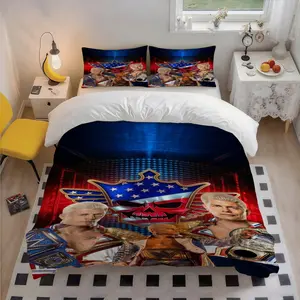 3Pcs Design Professional Wrestling Cody Rhodes Skull Design Patterned Exquisite 100 Polyester Bedding Set, Festive Art Print, Ideal Christmas Gift, Perfect for Home Bedroom All Seasons, 1 Duvet Cover 2 Pillowcases (No Insert)